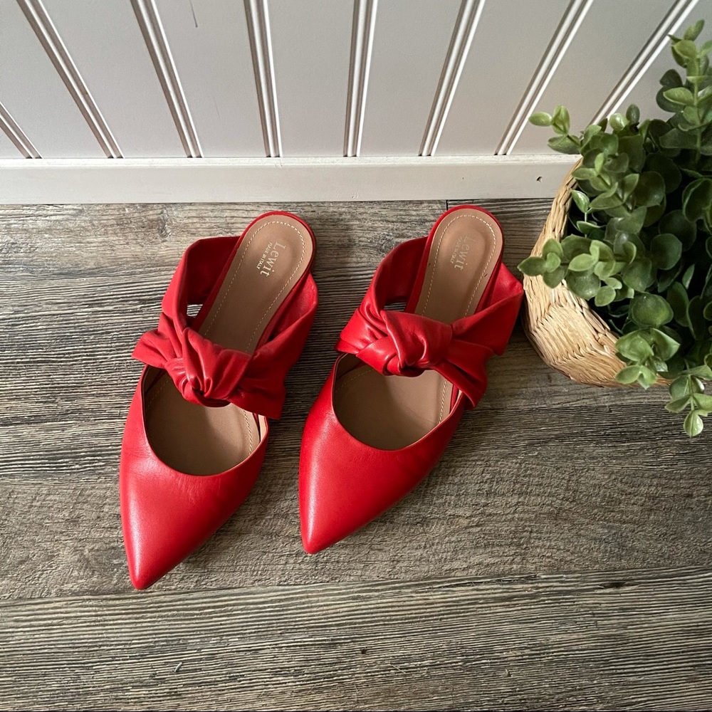 Lewit | Cara Red Leather Knotted Mules